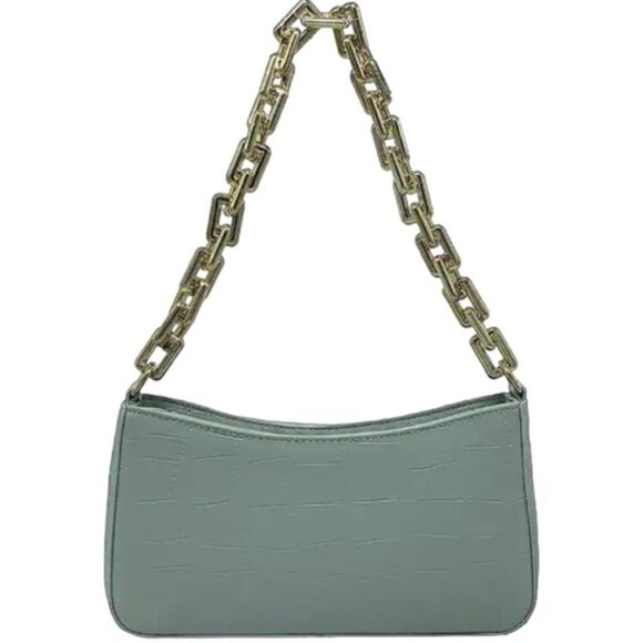 Mini Gold Chain Strap Animal Print Light Green Mint Blue Shoulder Bag - Picture 1 of 12